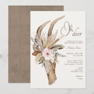 Einladung von Boho Floral Deer Baby Shower - Water