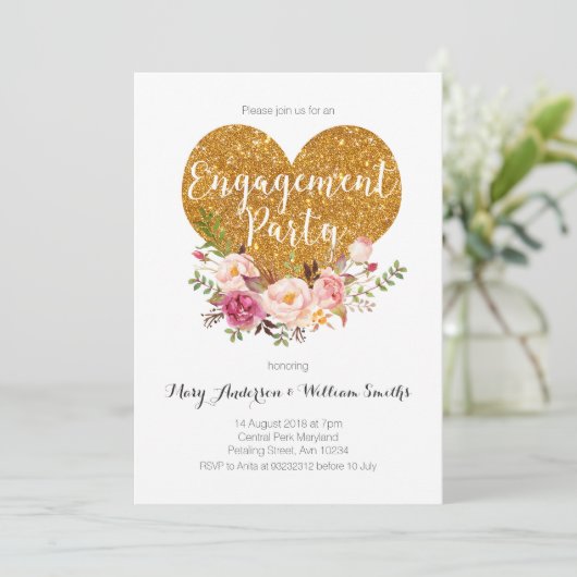 Einladung von Boho Floral Engagement (Stehend Vorderseite)