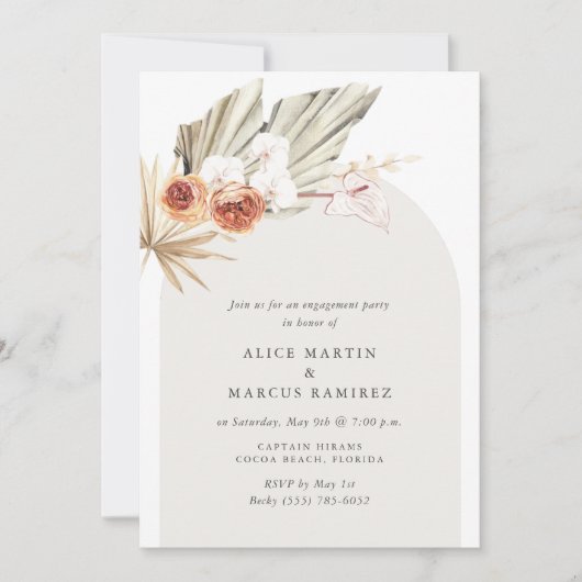 Einladung von Boho Floral Engagement (Vorderseite)