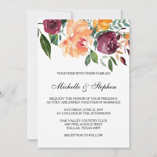 Einladung von Boho Floral Hochzeit (Vorderseite)