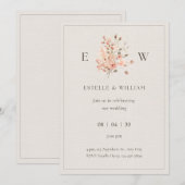 Einladung von Boho Floral Minimalistic Wedding (Vorne/Hinten)