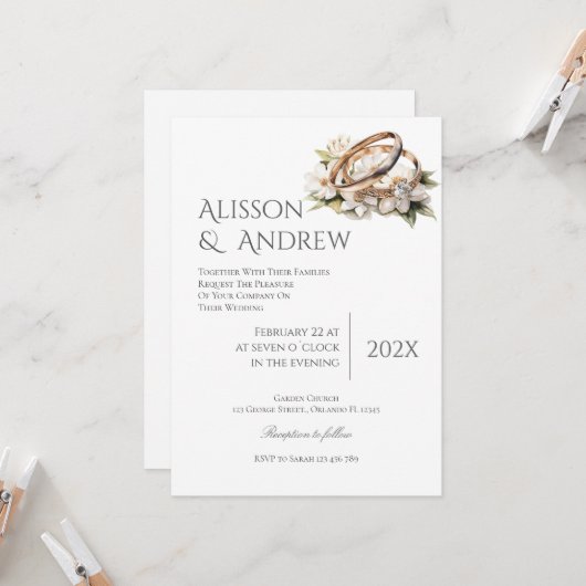 Einladung von Boho Floral Wedding (Vorderseite/Rückseite Beispiel)