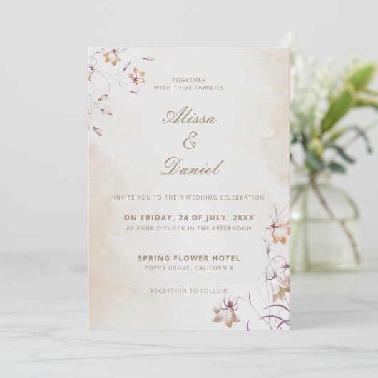 Einladung von Boho Floral Wedding (Stehend Vorderseite)