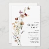 Einladung von Boho Floral zum Geburtstag (Vorne/Hinten)