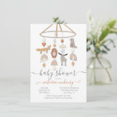 Einladung von Boho Forest Animals Mobile Baby Show (Stehend Vorderseite)