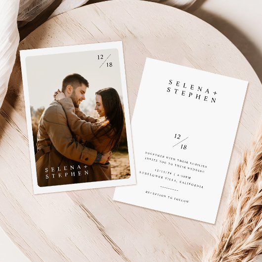 Einladung von Boho Foto Hochzeit | Modernes Minima