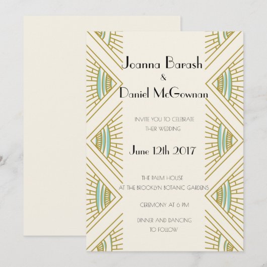 Einladung von Boho Gatsby Hochzeit (Vorne/Hinten)