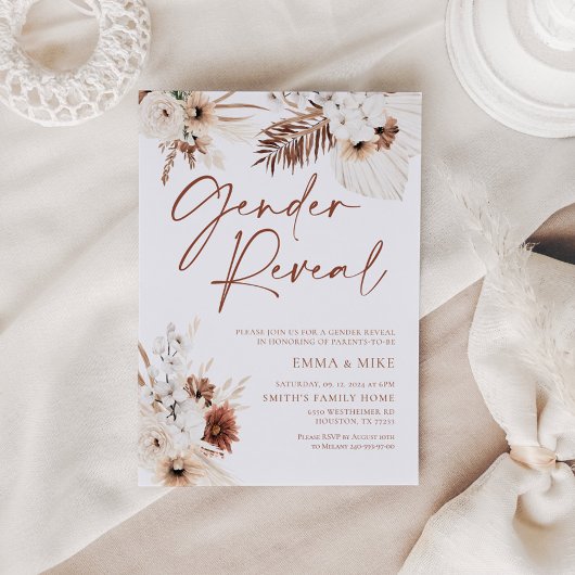 Einladung von Boho Gender mit Pampas