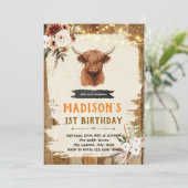 Einladung von Boho Highland Kuh (Stehend Vorderseite)