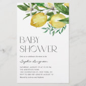 Einladung von Boho Lemon und Blooms Baby Shower (Vorderseite)