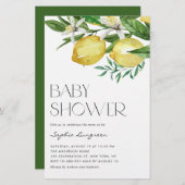 Einladung von Boho Lemon und Blooms Baby Shower (Vorne/Hinten)