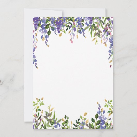 Einladung von Boho Lila Floral Baby Deer Shower (Rückseite)