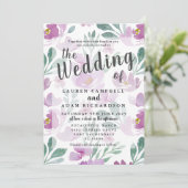 Einladung von Boho Lila Floral Wedding (Stehend Vorderseite)