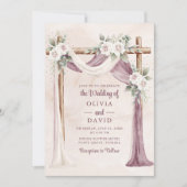 Einladung von Boho Lila Pink Blues Cenopy Hochzeit (Vorderseite)