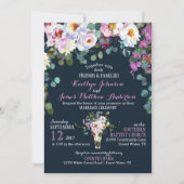 Einladung von Boho Longhorn Kuh Skull Floral Weddi (Vorderseite)