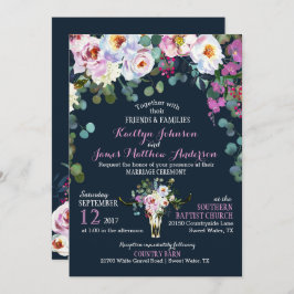 Einladung von Boho Longhorn Kuh Skull Floral Weddi