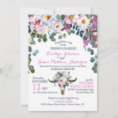 Einladung von Boho Longhorn Kuh Skull Floral Weddi (Vorderseite)