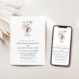 Einladung von Boho Mit Monogramm Hochzeit