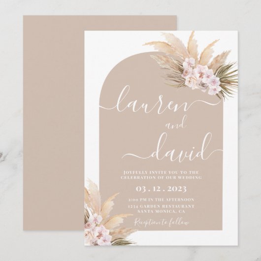 Einladung von Boho Pampas Grass Arch (Vorne/Hinten)