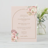 Einladung von Boho Pampas Grass Floral Arch Hochze (Stehend Vorderseite)