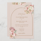 Einladung von Boho Pampas Grass Floral Arch Hochze (Vorne/Hinten)