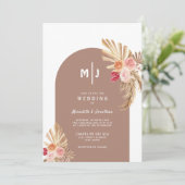 Einladung von Boho Pampas Grass Floral Arch Hochze (Stehend Vorderseite)