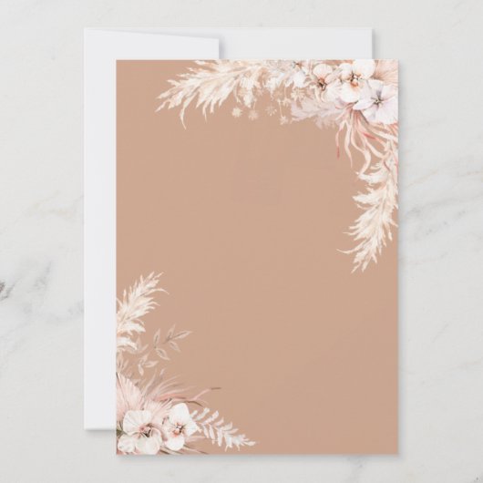 Einladung von Boho Pampas Grass Floral Wedding (Rückseite)