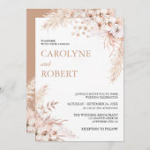 Einladung von Boho Pampas Grass Floral Wedding (Vorne/Hinten)