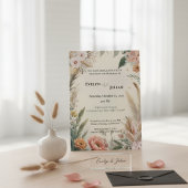 Einladung von Boho Pampas Grass Floral Wedding