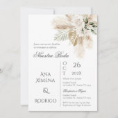Einladung von Boho Pampas Grass Hochzeit (Vorderseite)