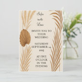 Einladung von Boho Pampas Grass Hochzeit | Minimal (Stehend Vorderseite)