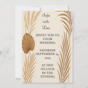 Einladung von Boho Pampas Grass Hochzeit   Minimal