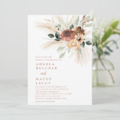 Einladung von Boho pampas Grass Wedding (Stehend Vorderseite)