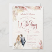 Einladung von Boho Pampas Grass Wedding Stationery (Vorderseite)