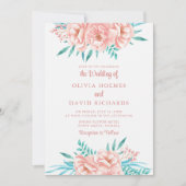 Einladung von Boho Peach und Pink Floral Wedding (Vorderseite)