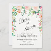 Einladung von Boho Pink Watercolor Floral Wedding (Vorderseite)
