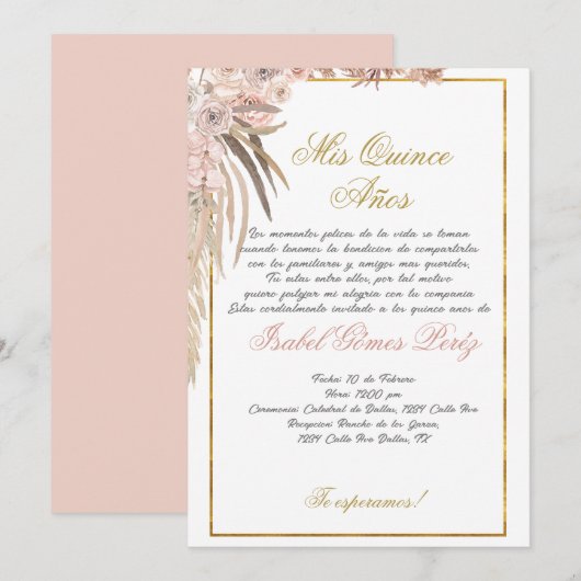 Einladung von Boho Quinceanera (Vorne/Hinten)