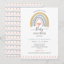Einladung von Boho Rainbow and Hearts Baby Shower