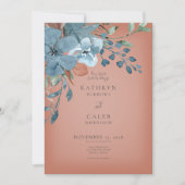 Einladung von Boho Rust & Blue Floral Wedding (Vorderseite)