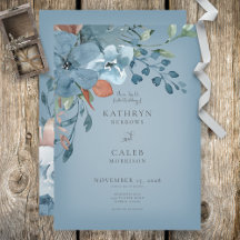 Einladung von Boho Rust & Blue Floral Wedding
