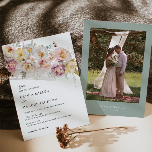 Einladung von Boho Sage Blush Pink Floral Wedding