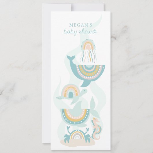 Einladung von Boho Sea Animal Baby Shower (Vorderseite)