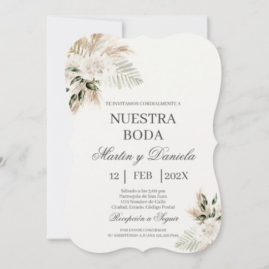 Einladung von Boho Spanish Hochzeit (Vorderseite)