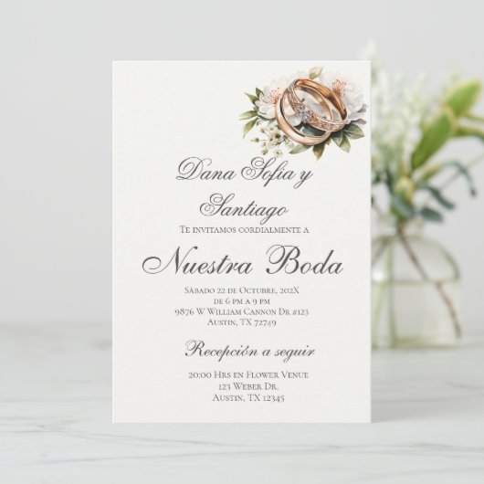 Einladung von Boho Spanish Hochzeit (Stehend Vorderseite)