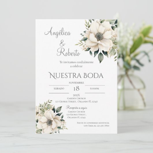 Einladung von Boho Spanish Hochzeit (Stehend Vorderseite)
