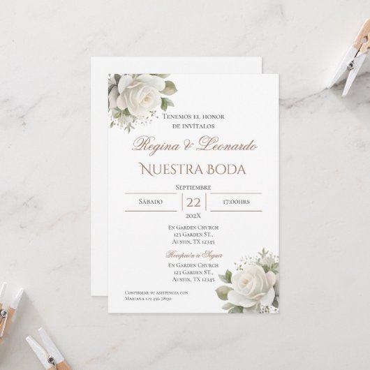 Einladung von Boho Spanish Hochzeit (Vorderseite/Rückseite Beispiel)