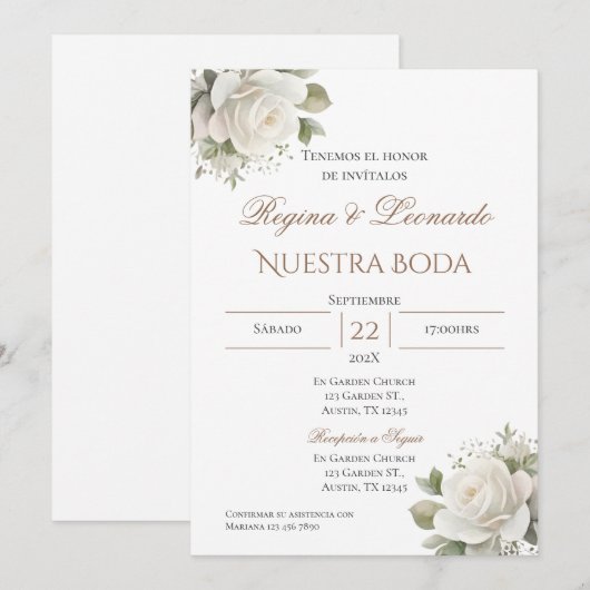 Einladung von Boho Spanish Hochzeit (Vorne/Hinten)