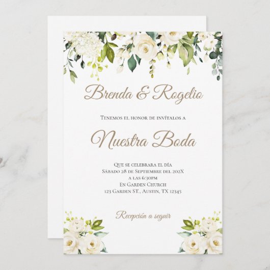 Einladung von Boho Spanish Hochzeit (Vorne/Hinten)