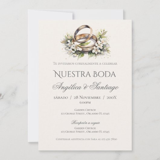 Einladung von Boho Spanish Hochzeit (Vorderseite)