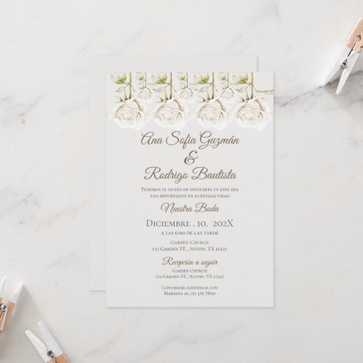Einladung von Boho Spanish Hochzeit (Vorderseite/Rückseite Beispiel)